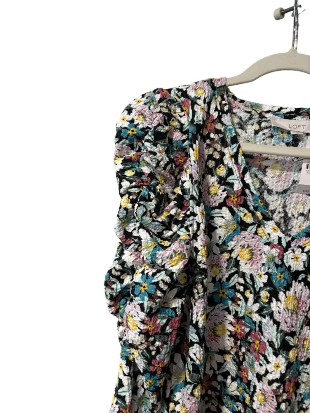 LOFT Floral Puff Sleeve Blouse